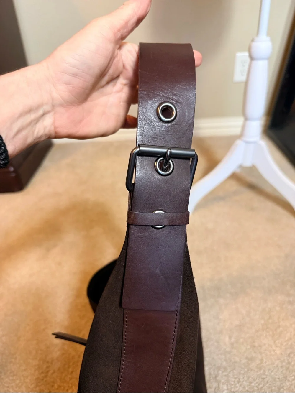 Vintage Banana Republic Dark Brown Suede and leather Hobo Bag